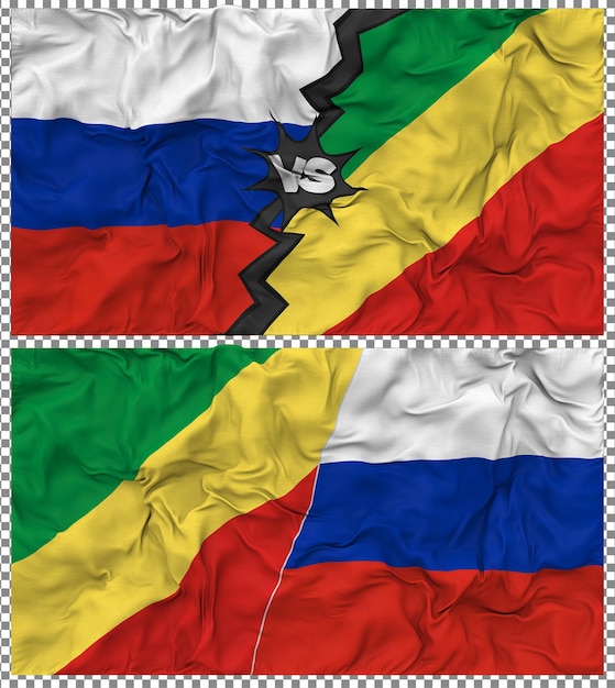 Le Congo contre la Russie Half Combined Flag Cloth Bump Texture Rendering 3D