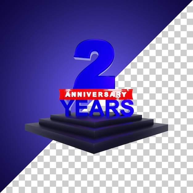 Congratulazioni 2 anni anniversario 3d'illustrazione