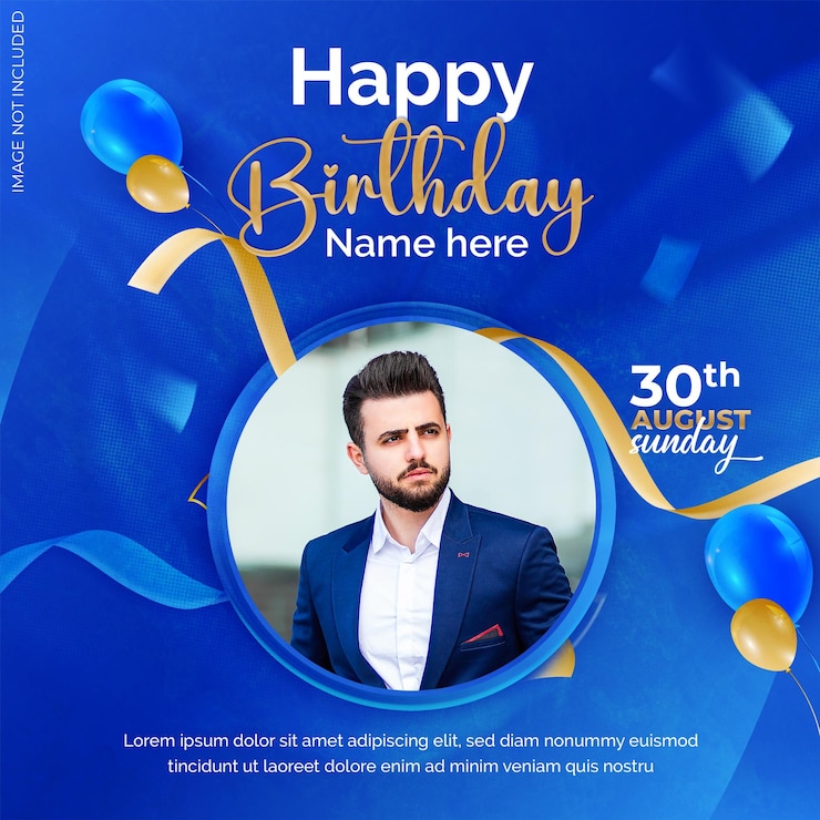 Congratulazioni di compleanno design anniversario celebrazione social media banner poster digitale modello quadrato