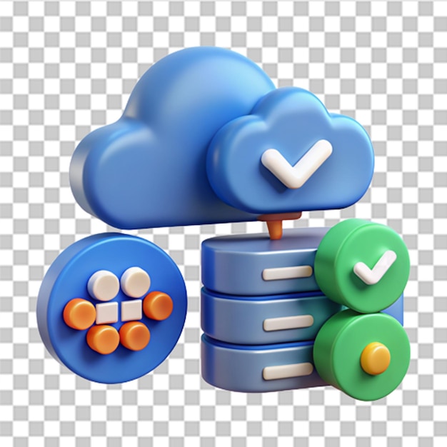 Conjunto 3D de icono de computación en la nube con marcas de cruz y comprobación Concepto correcto e incorrecto Centro de datos Concepto de almacenamiento en la nube Archivo de Internet Vector moderno y de moda en estilo 3D