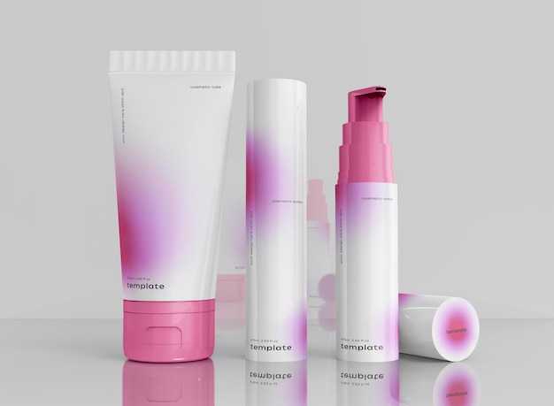 PSD conjunto 3d de maquillaje de productos de belleza