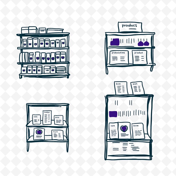 PSD conjunto de 4 ilustraciones vectoriales en negrita con contornos gruesos en fondo blanco png artículo de dibujo a mano creativo