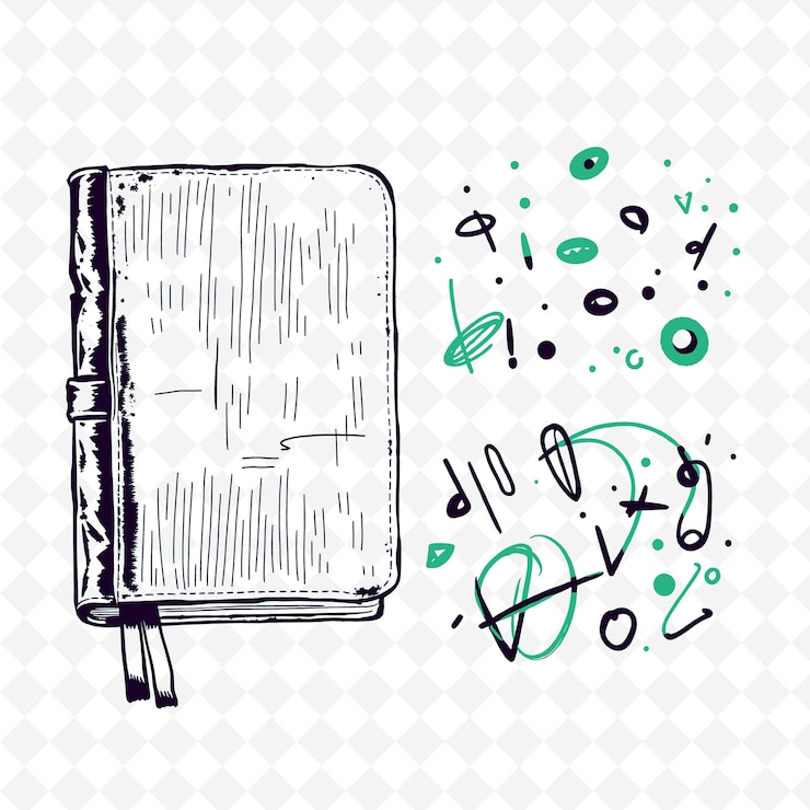 PSD conjunto de 4 ilustraciones vectoriales en negrita con contornos gruesos en fondo blanco png artículo de dibujo a mano creativo