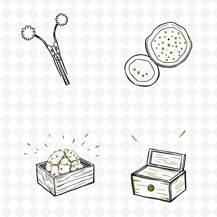 PSD conjunto de 4 ilustraciones vectoriales en negrita con contornos gruesos en fondo blanco png artículo de dibujo a mano creativo