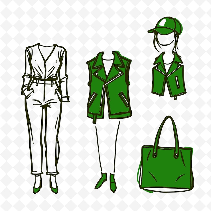 PSD conjunto de 4 ilustraciones vectoriales en negrita con contornos gruesos en fondo blanco png artículo de dibujo a mano creativo