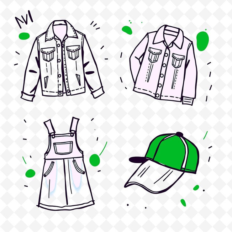 PSD conjunto de 4 ilustraciones vectoriales en negrita con contornos gruesos en fondo blanco png artículo de dibujo a mano creativo