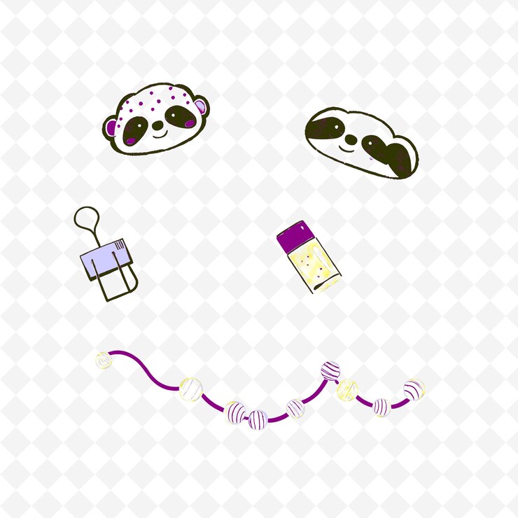 PSD conjunto de 4 ilustraciones vectoriales en negrita con contornos gruesos en fondo blanco png