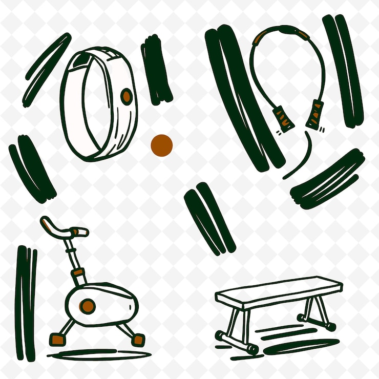 PSD conjunto de 4 ilustraciones vectoriales en negrita con contornos gruesos en fondo blanco png