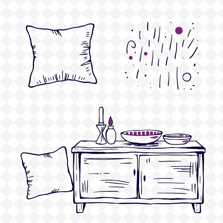PSD conjunto de 4 ilustraciones vectoriales en negrita con contornos gruesos en fondo blanco png