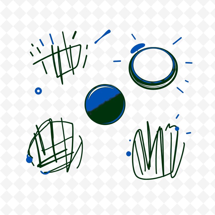 PSD conjunto de 4 ilustraciones vectoriales en negrita con contornos gruesos en fondo blanco png