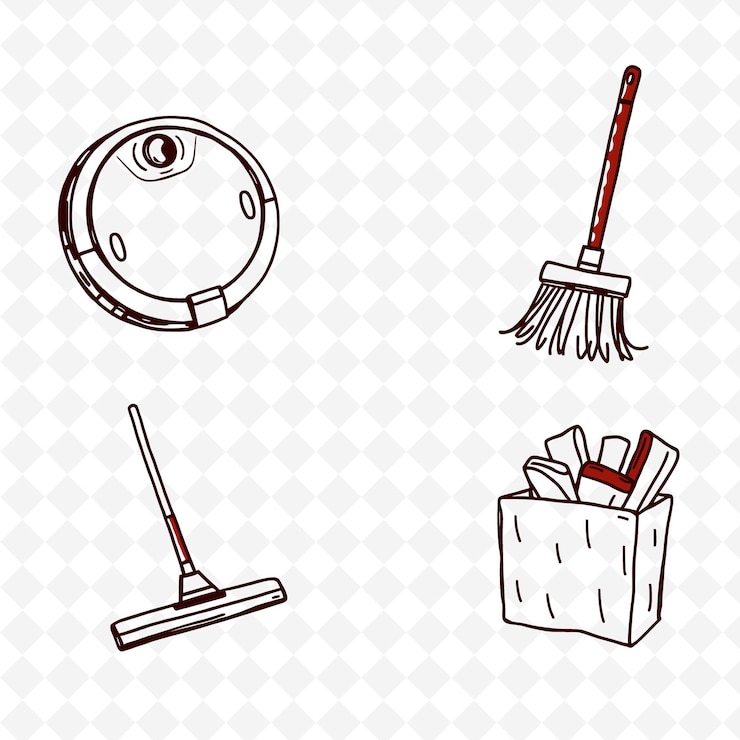 PSD conjunto de 4 ilustraciones vectoriales en negrita con contornos gruesos en fondo blanco png