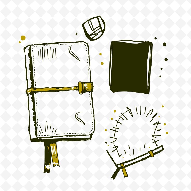 PSD conjunto de 4 ilustraciones vectoriales en negrita con contornos gruesos en fondo blanco png