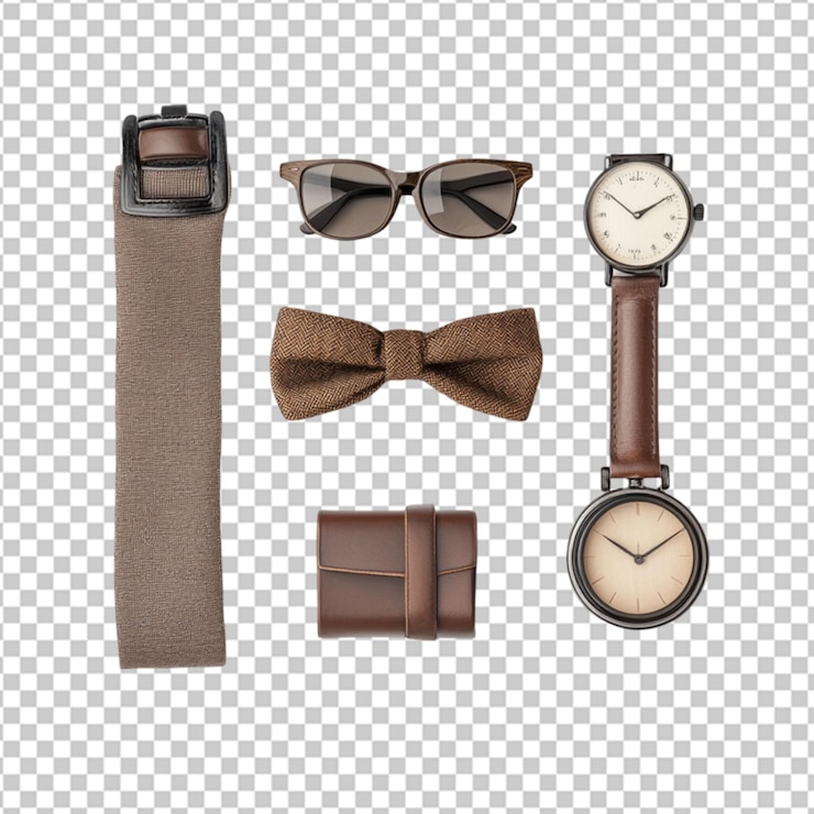 PSD conjunto de accesorios de madera de moda hipster