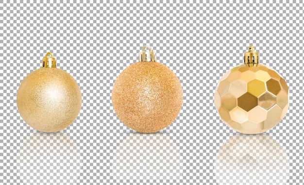 Conjunto de adornos dorados de Navidad y año nuevo para el árbol de Navidad