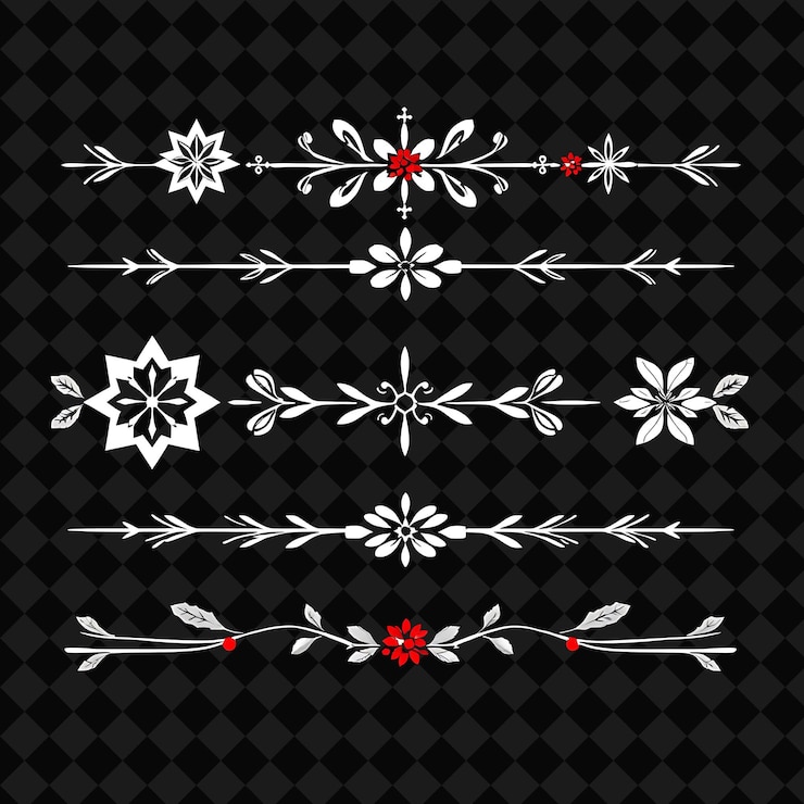 PSD conjunto de adornos de estrellas de navidad y bayas de acebo suave plata blanca y roja influencia art deco