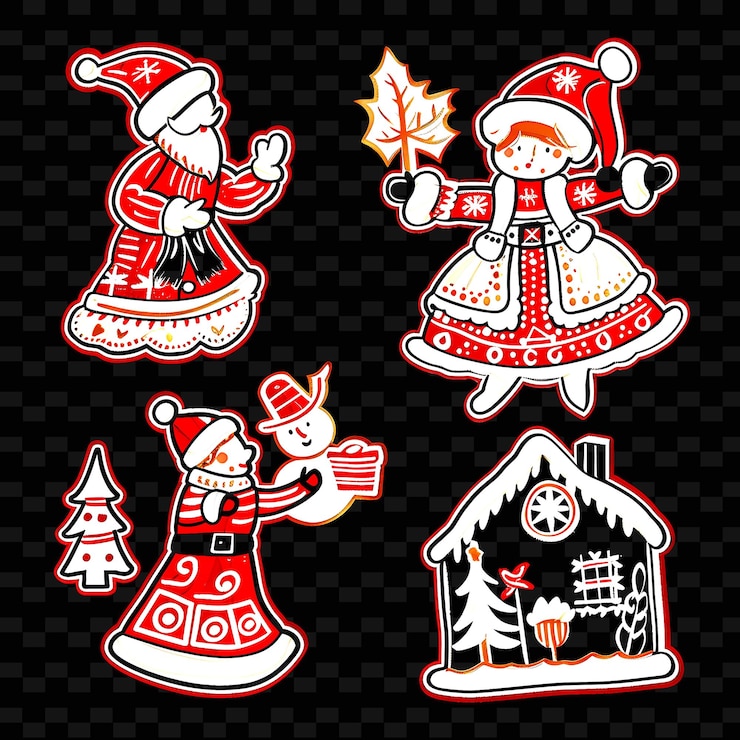 PSD un conjunto de adornos navideños con temas navideños y muñecos de nieve
