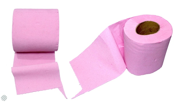 Conjunto aislado de papel higiénico rosa