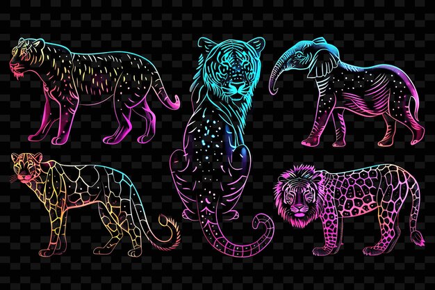PSD un conjunto de animales con la palabra leopardo en la espalda