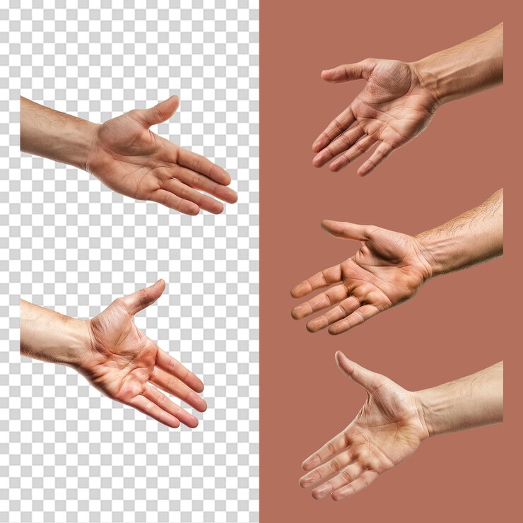 PSD un conjunto de apretones de manos con un fondo transparente png