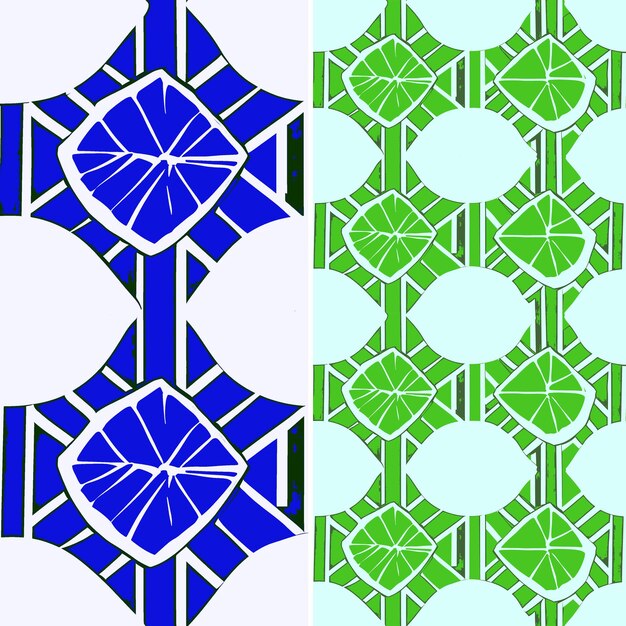 PSD un conjunto de azulejos azules y verdes con un patrón verde y azul