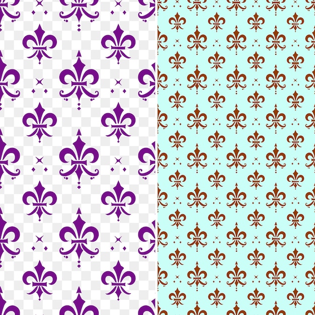 PSD un conjunto de azulejos coloridos con flores púrpuras y fondo púrpura y azul