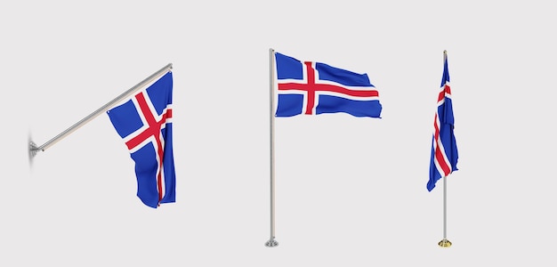 El conjunto de la bandera nacional de Islandia Imagen editable