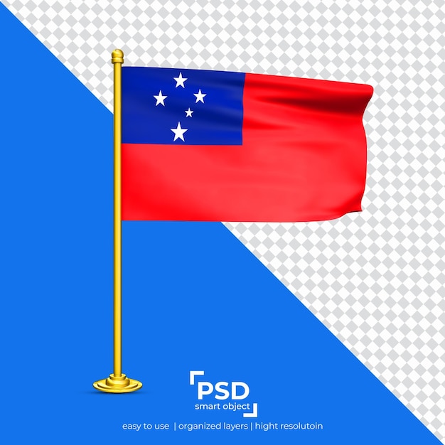 Conjunto de banderas ondeantes de Samoa aislado sobre fondo transparente