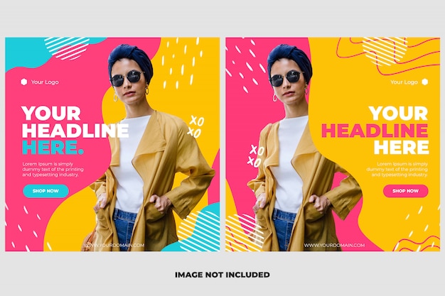 Conjunto de banner de plantilla de publicación de instagram de moda