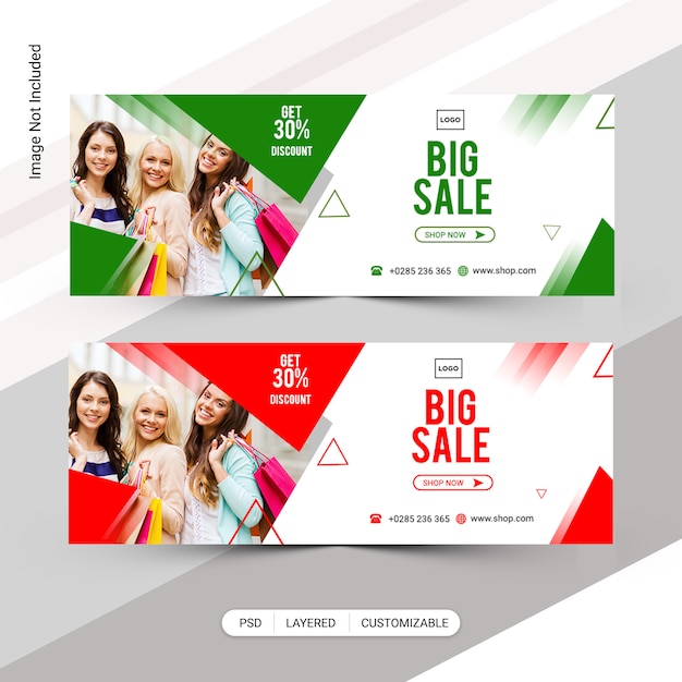 PSD conjunto de banner de ventas de moda