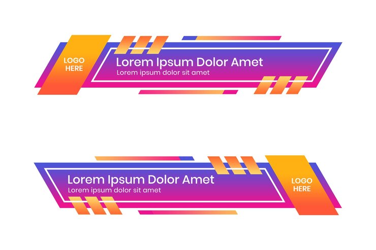 PSD conjunto de banners degradados para diseño de tercios inferiores de instagram para archivo psd de diseño de elementos editable