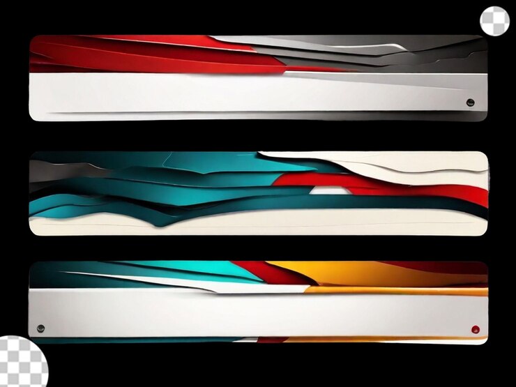 PSD conjunto de banners mixtos png transparente.