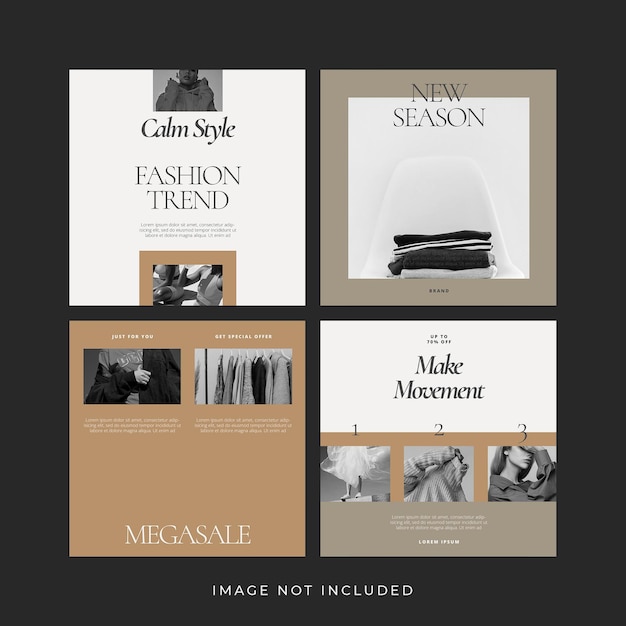 PSD conjunto de banners de publicación de instagram de moda moderna minimalista