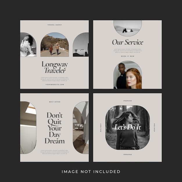 Conjunto de banners de publicación de instagram de viajes modernos minimalistas