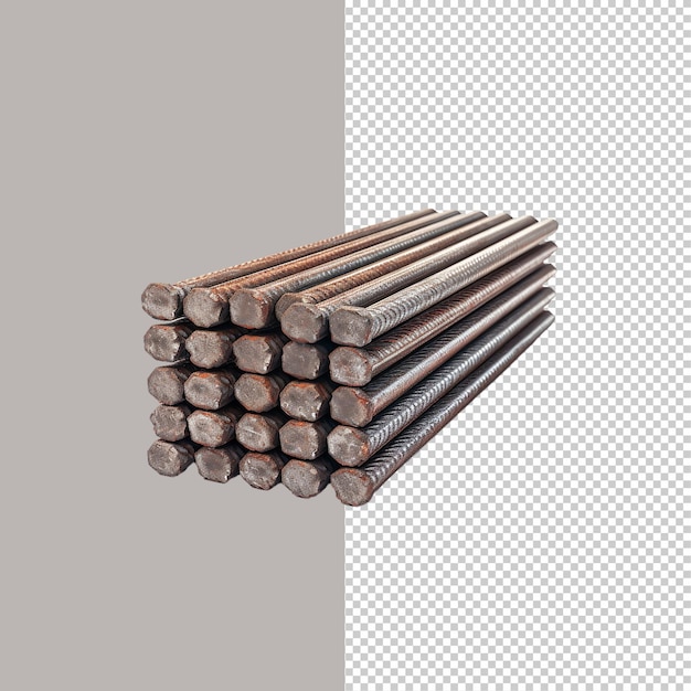 PSD conjunto de barras de acero en imagen png de fondo transparente.