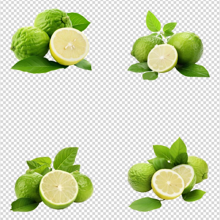 PSD un conjunto de begamot fresco con hojas aisladas en un fondo transparente png