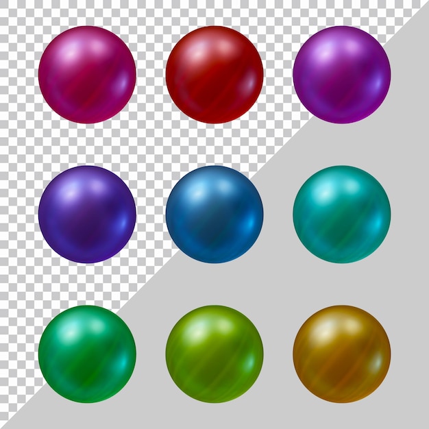 Conjunto de bola de esfera de forma redonda en render 3d