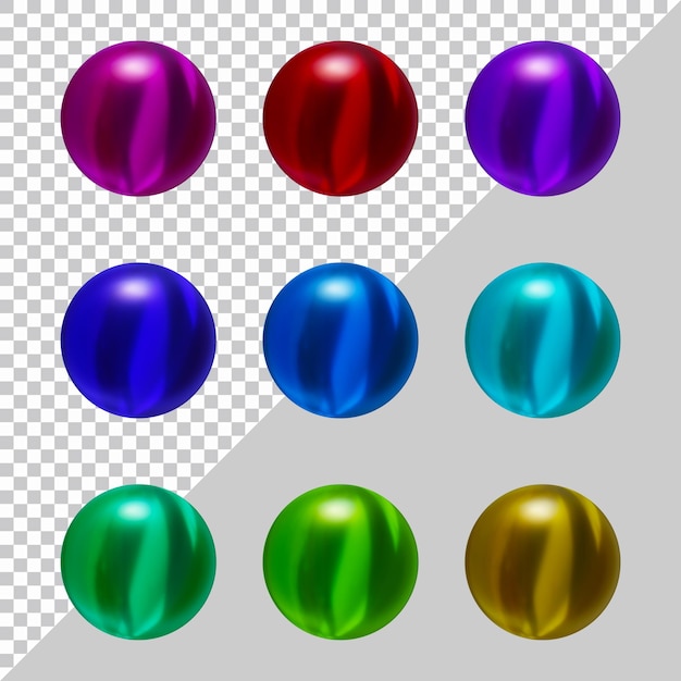 PSD conjunto de bola de esfera de forma redonda en render 3d