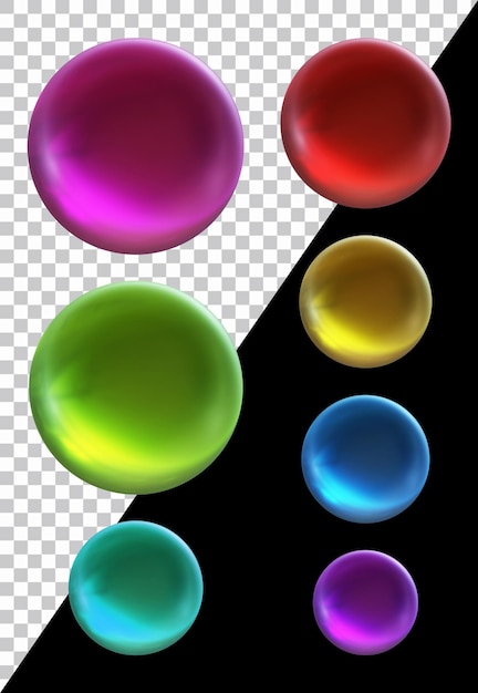 PSD conjunto de bola de esfera de forma redonda en render 3d