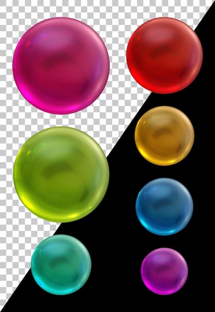 PSD conjunto de bola de esfera de forma redonda en render 3d