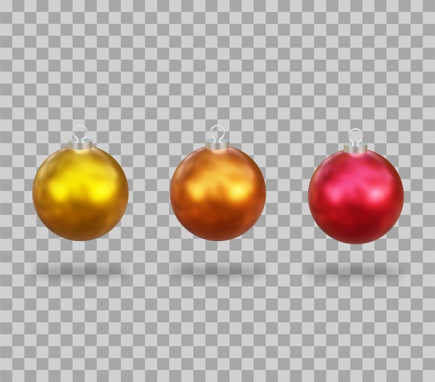 PSD conjunto de bolas de navidad coloridas 3d realistas