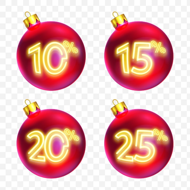 Conjunto de bolas navideñas con números 3d render