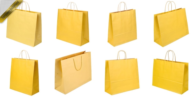 Conjunto de bolsas de compras sostenibles coloridas aisladas