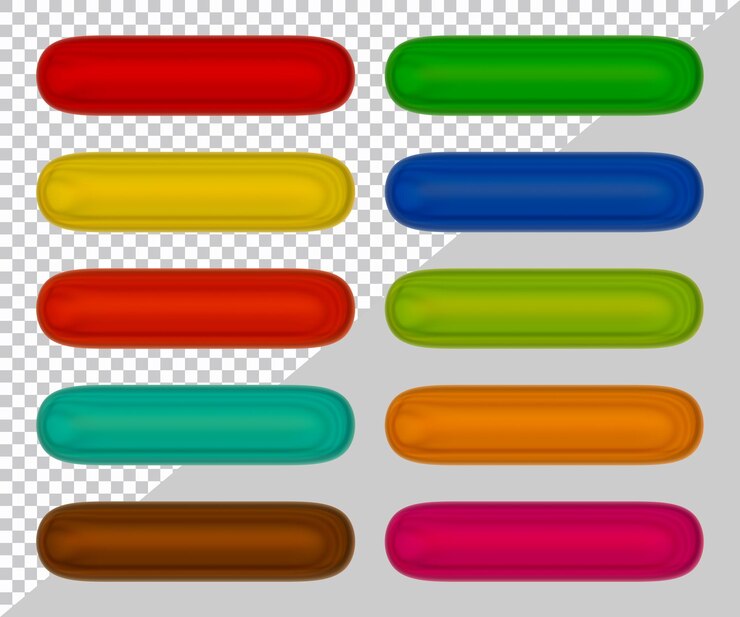 PSD conjunto de botones de forma de rectángulo redondo en render 3d