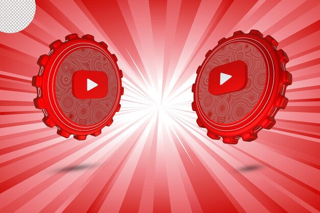 Conjunto brilhante de design 3d isolado do logotipo do youtube