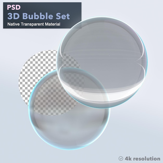 PSD conjunto de burbujas azules transparentes 3d