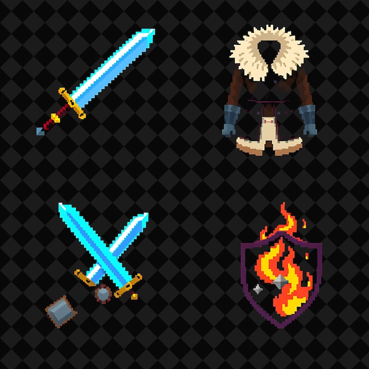 PSD un conjunto de caballeros y una espada con una espada azul en la parte superior