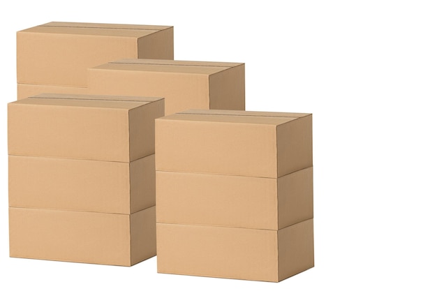 Un conjunto de cajas de cartón en un fondo vacío