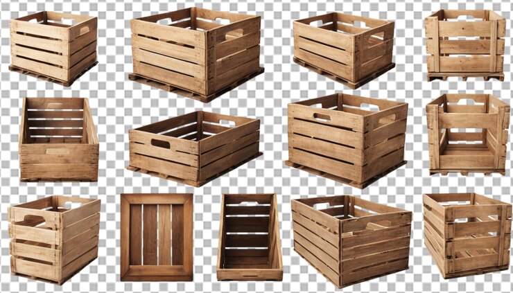 PSD conjunto de cajas de madera vacías para el almacenamiento