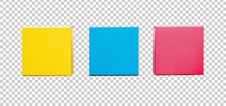 PSD conjunto de cajas rectangulares coloridas aisladas de fondo transparente