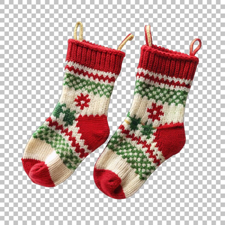 PSD conjunto de calcetines de navidad ornamento fondo aislado